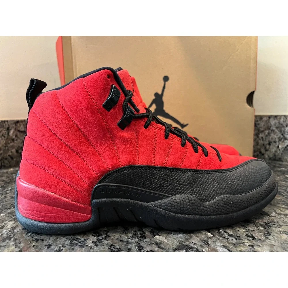 Jordan 12 Retro Reverse Flu Game Varsity Red Black Mens Size 9 CT8013-602